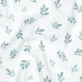 Musselin/ Doppel-Krinkel Gewebe Zweige | Poppy Fabrics – weiss/schilf, 