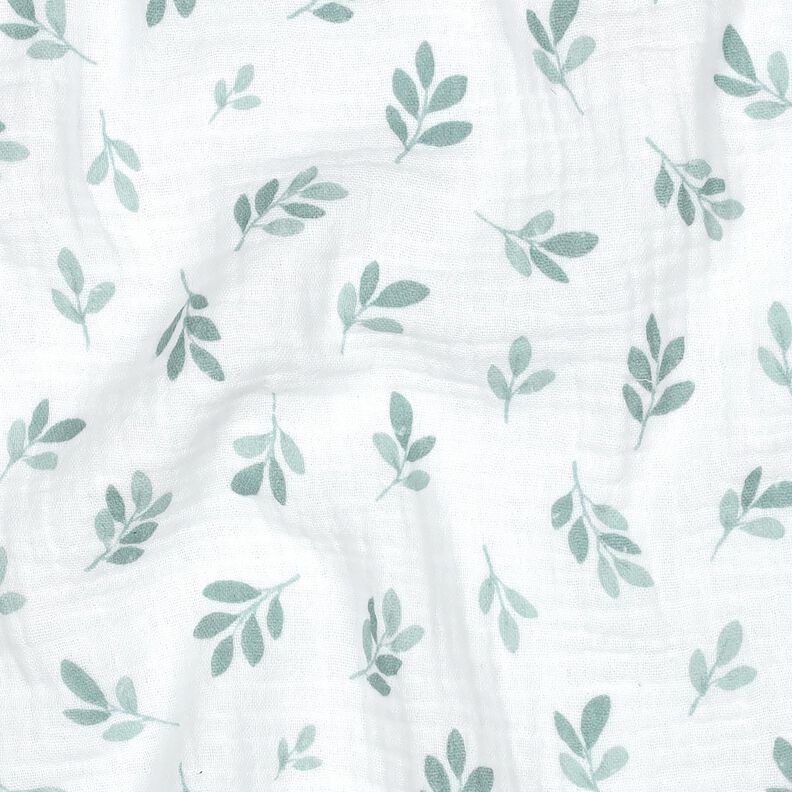 Musselin/ Doppel-Krinkel Gewebe Zweige | Poppy Fabrics – weiss/schilf,  image number 2