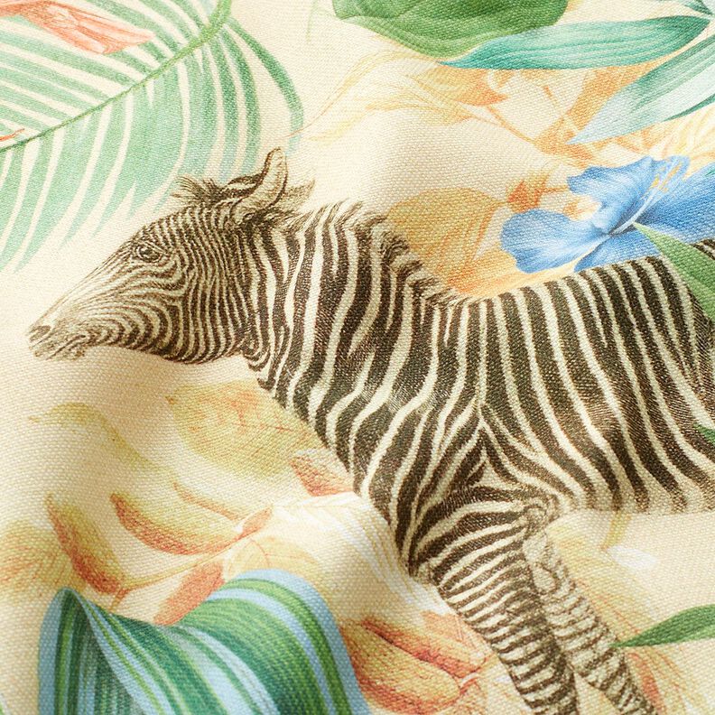 Dekostoff Halbpanama Dschungeltiere – beige/grün,  image number 2