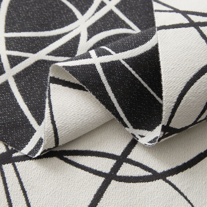 Dekostoff Jacquard abstrakte Linien – elfenbein/schwarz,  image number 3