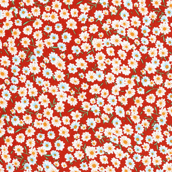 Viskosestoff Blümchen – rotorange | Reststück 50cm