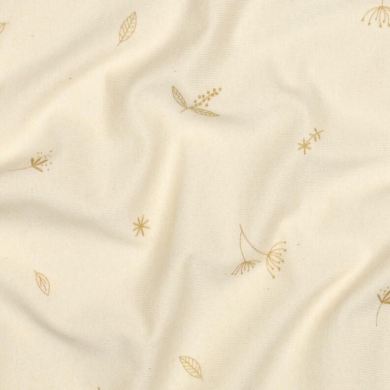 GOTS Baumwolljersey Zweige und Pflanzen | Poppy Fabrics – creme/rehbraun,  image number 2