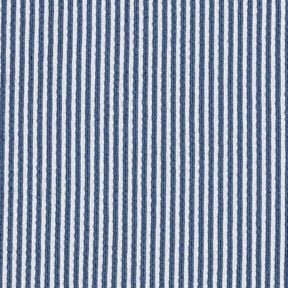 Baumwolljersey Seersucker feine Streifen – jeansblau/weiss, 