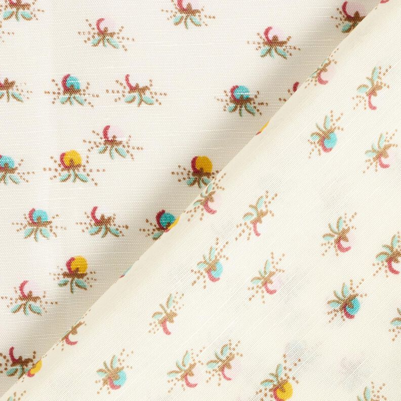 Glänzender Baumwollstoff Blümchen – wollweiss,  image number 4