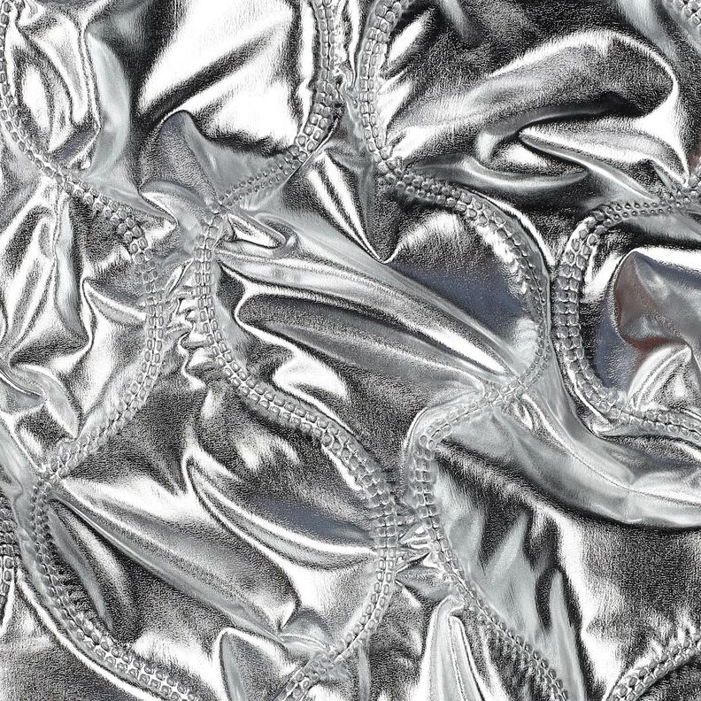 Steppstoff Schlangenlinien – silber metallic, image number 2