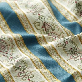 Möbelstoff Jacquard Biedermeier Streifen – creme/blau, 