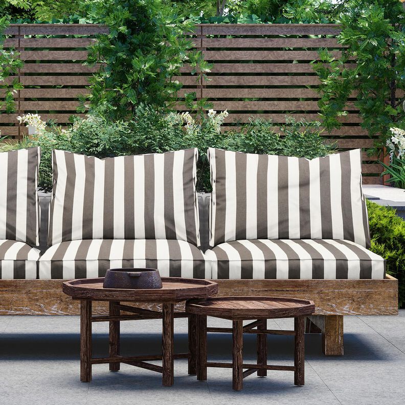 Outdoorstoff Canvas Blockstreifen – steingrau/elfenbein,  image number 6