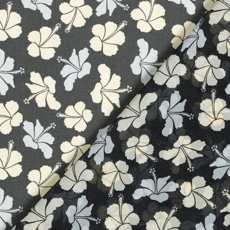 Chiffon Hibiskusblüten – schwarz/weiss,  image number 4