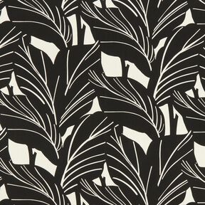 Dekostoff Panama elegante Blätter – schwarz/natur, 