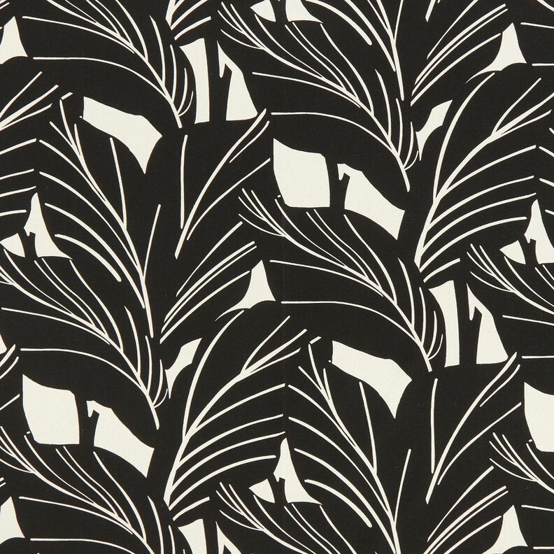 Dekostoff Panama elegante Blätter – schwarz/natur,  image number 1