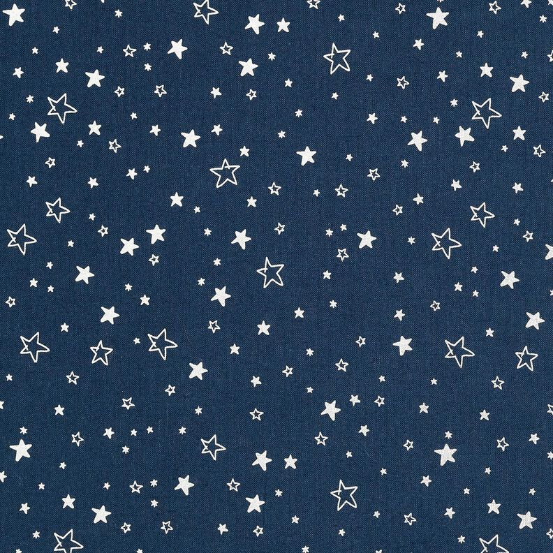 Baumwollstoff Popeline Foliendruck Weihnachtssterne – nachtblau/silber metallic,  image number 1