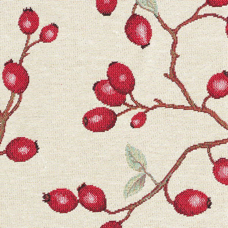 Dekostoff Gobelin Hagebutten – hellbeige/rot, image number 9