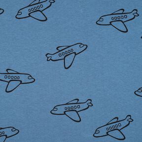 Sweatshirt angeraut Flugzeuge | Poppy Fabrics – jeansblau, 