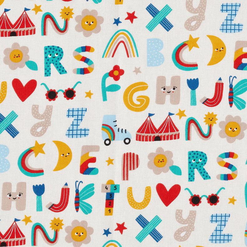 Cretonne fröhliches Alphabet – wollweiss,  image number 1