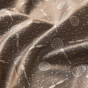 Futterstoff Jacquard Dartscheiben und Pfeile – grau/gold, 