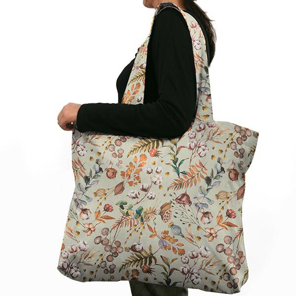 Dekostoff Halbpanama getrocknete Pflanzen recycelt – mintgrün | Reststück 50cm