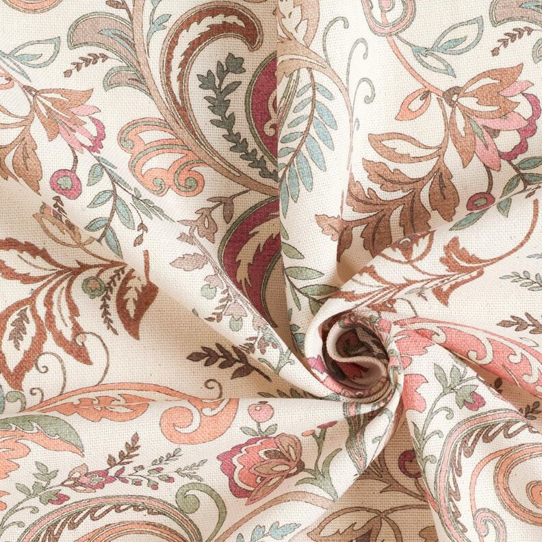 Halbpanama Paisley Blumen &ndash; natur/schilf,  image number 3