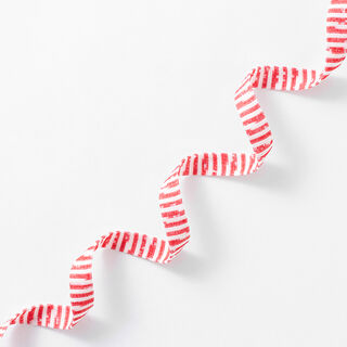 Strickband  Melange Streifen [13 mm] – weiss/rot, 