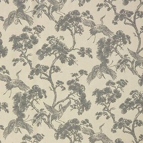 Dekostoff Canvas chinesischer Kranich – sand/grau, 
