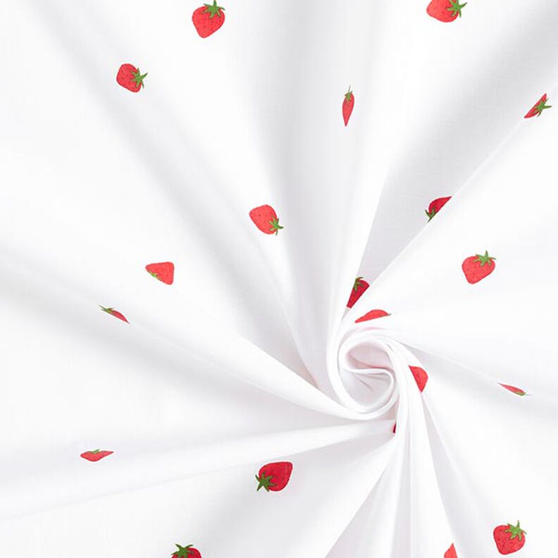 Baumwollpopeline Erdbeeren – weiss,  image number 3