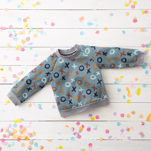 Sweatshirt angeraut Tic-Tac-Toe – stahlblau, image number 6