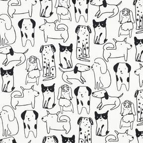 Baumwollflanell Hunde | Poppy Fabrics – weiss/schwarz, 