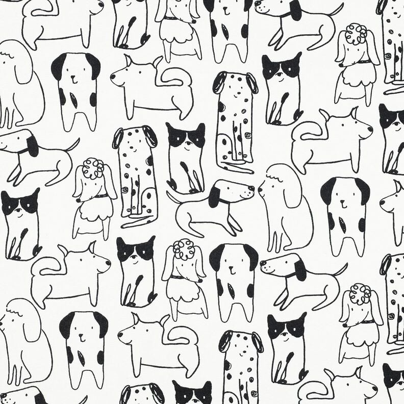 Baumwollflanell Hunde | Poppy Fabrics – weiss/schwarz, image number 1