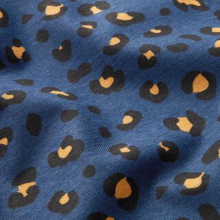 Dekostoff Canvas Leoprint – marineblau/apricot, 