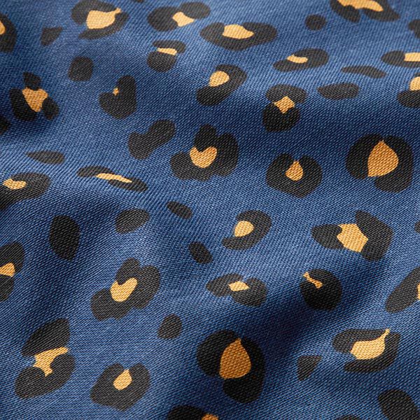 Dekostoff Canvas Leoprint – marineblau/apricot | Reststück 70cm