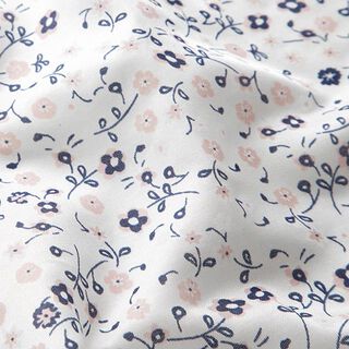 Seiden-Viskose-Satin kleine Blumen – weiss, 