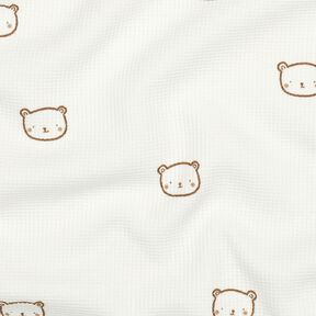Waffeljersey Bärchen | Poppy Fabrics – wollweiss/rehbraun, 