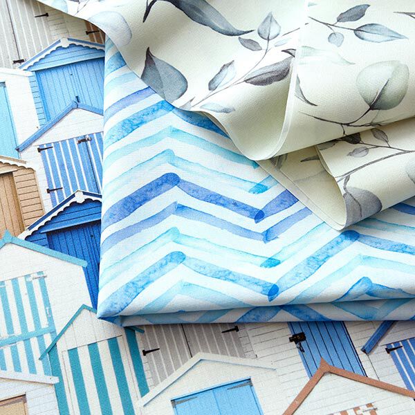 Outdoorstoff Canvas Strandhäuser – blau/weiss,  image number 5