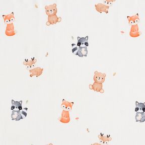 GOTS Baumwolljersey Babytiere Digitaldruck – elfenbein, 