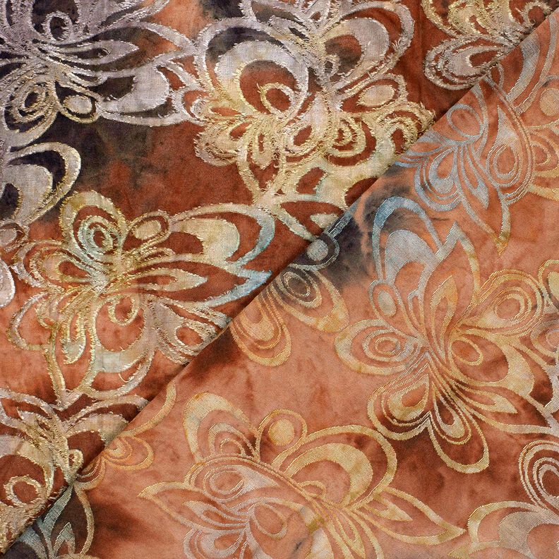 Jacquard Jersey Blumen mit Batik – burgunder/steingrau, image number 4