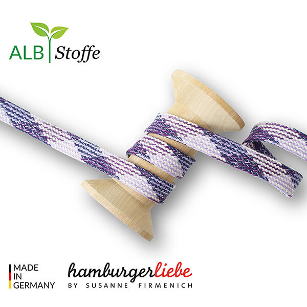 GOTS Bio Flechtkordel TWIST ME Plaid [24 mm] | Albstoffe – lila/rosé,  image number 1