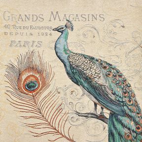 Dekopanel Gobelin Pfau &ndash; hellbeige/blau, 