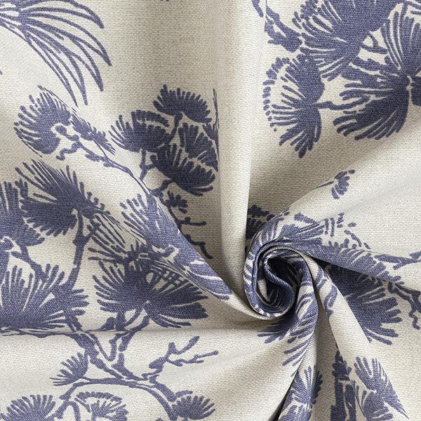 Dekostoff Canvas chinesischer Kranich – sand/jeansblau, image number 3