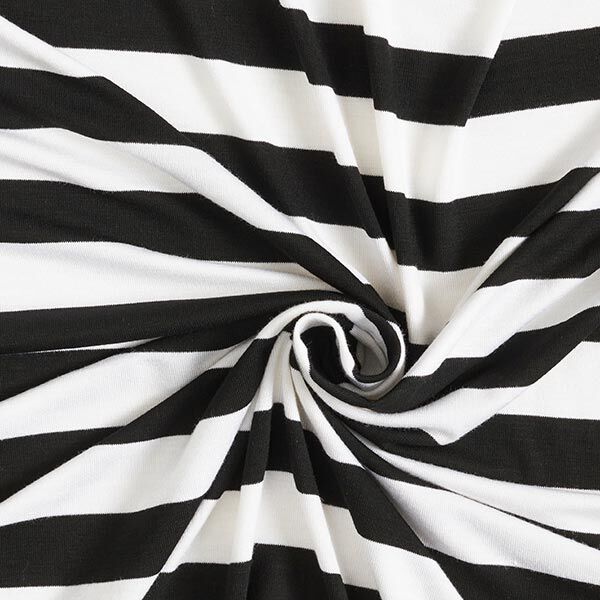 Viskosejersey Blockstreifen – schwarz/weiss | Reststück 50cm