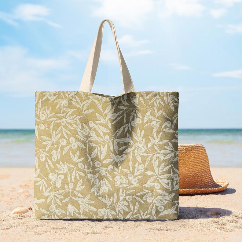 Beschichtete Baumwolle Jacquard beschichtet Oliven – gelboliv/hellbeige,  image number 6