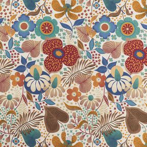 Dekostoff Halbpanama florales Bild – natur/blau, 