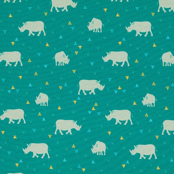 GOTS Baumwolljersey Nashorn | Tula Kids – petrol | Reststück 50cm
