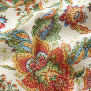 Dekostoff Canvas orientalische Blumenornamente 280 cm – natur/grün, 