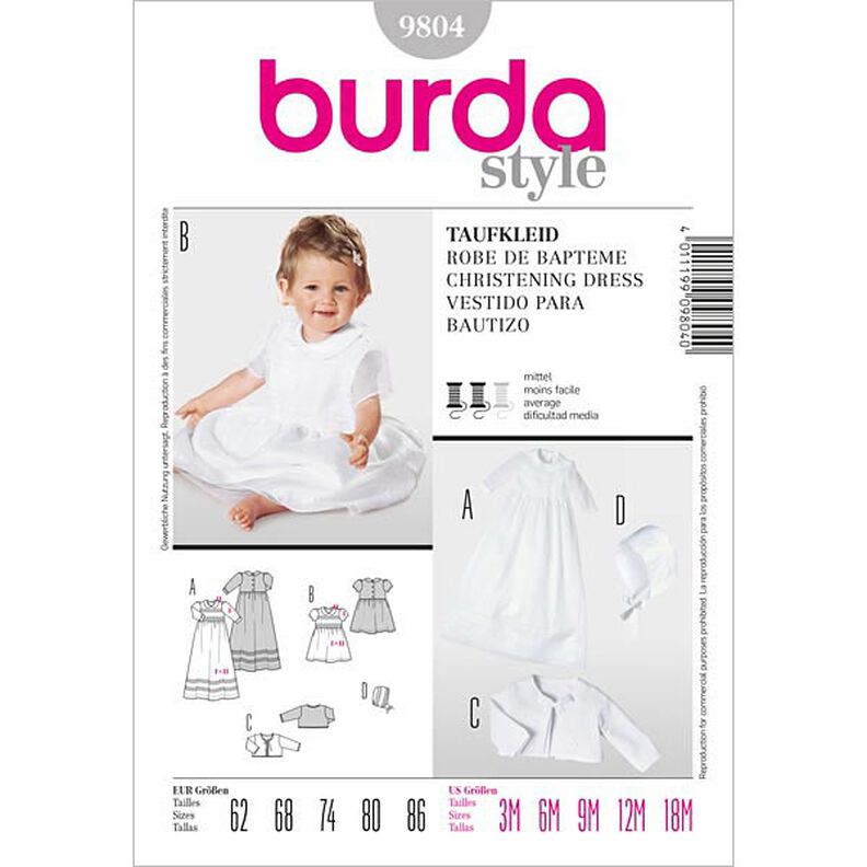 Taufkleid / Jäckchen | Burda 9804 | 62-86,  image number 1