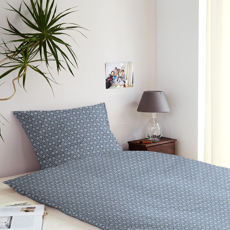 Baumwollstoff Cretonne Blumen und Ranken – blaugrau/weiss,  image number 7