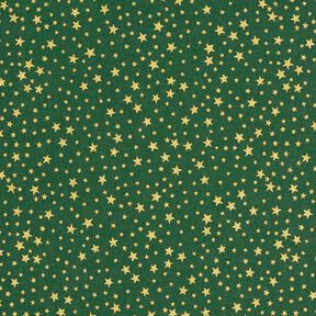 Baumwollstoff Cretonne weihnachtlicher Sternenhimmel klein – dunkelgrün/gold, 