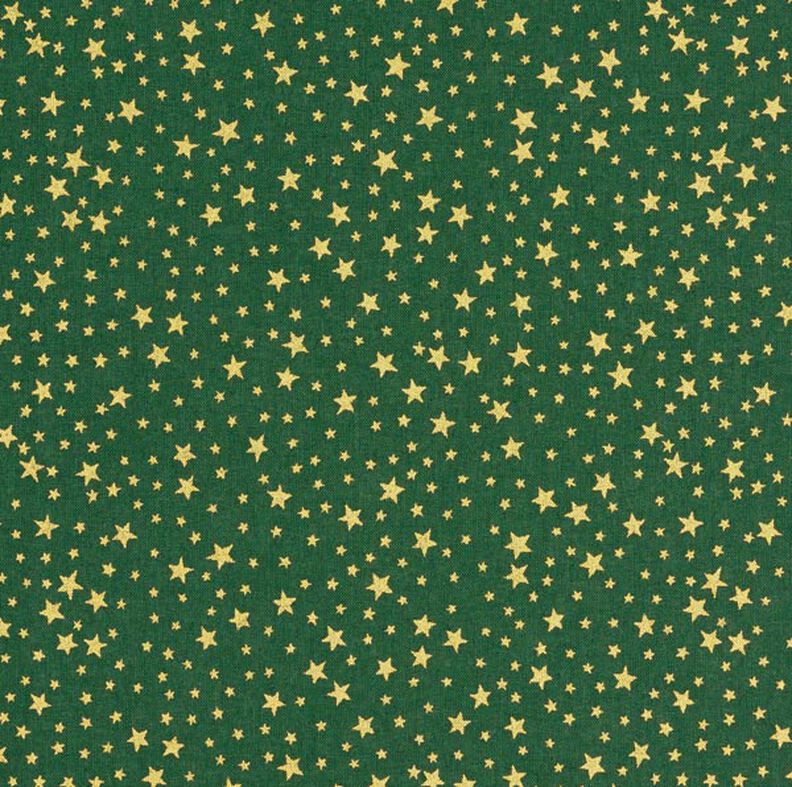 Baumwollstoff Cretonne weihnachtlicher Sternenhimmel klein – dunkelgrün/gold, image number 1
