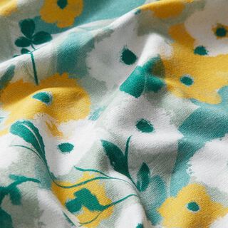 GOTS Baumwolljersey Vögel & Blumen B-Ware  | Tula – pastellgrün, 