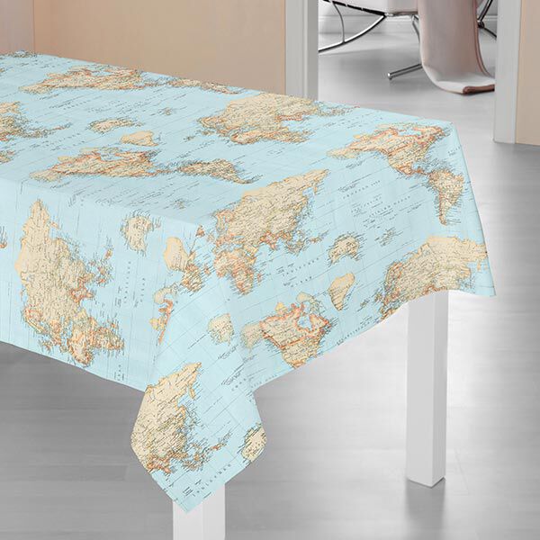 Dekostoff Ottoman Weltkarte – babyblau, image number 5