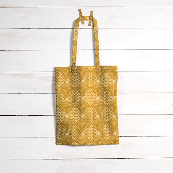 Baumwollstoff Cretonne Wienergeflecht – ockergelb | Reststück 50cm