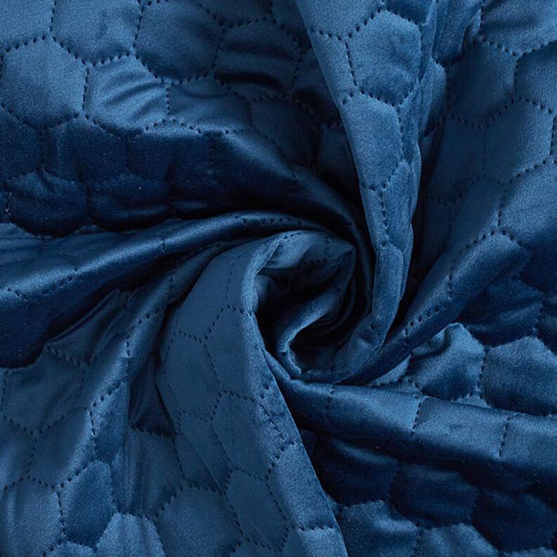 Polsterstoff gesteppter Samt Waben – marineblau,  image number 3